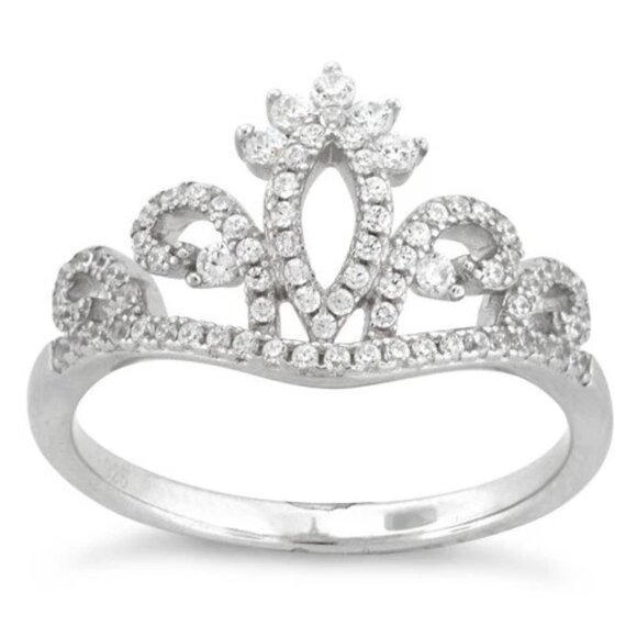 Jewelry - 925 STERLING SILVER Princess Crown Cubic Zirconia Ring